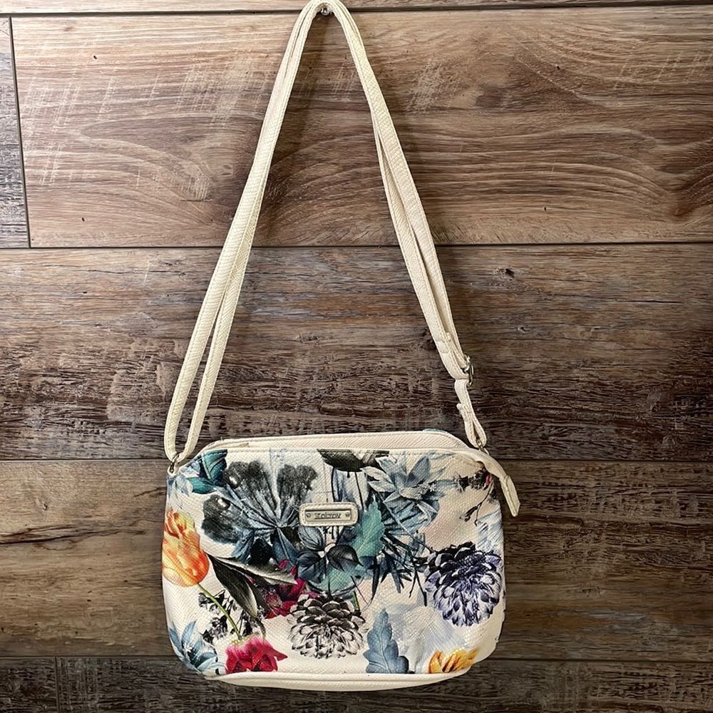 Koltov White Floral Cottagecore Colorful Shoulder Bag Purse Vintage